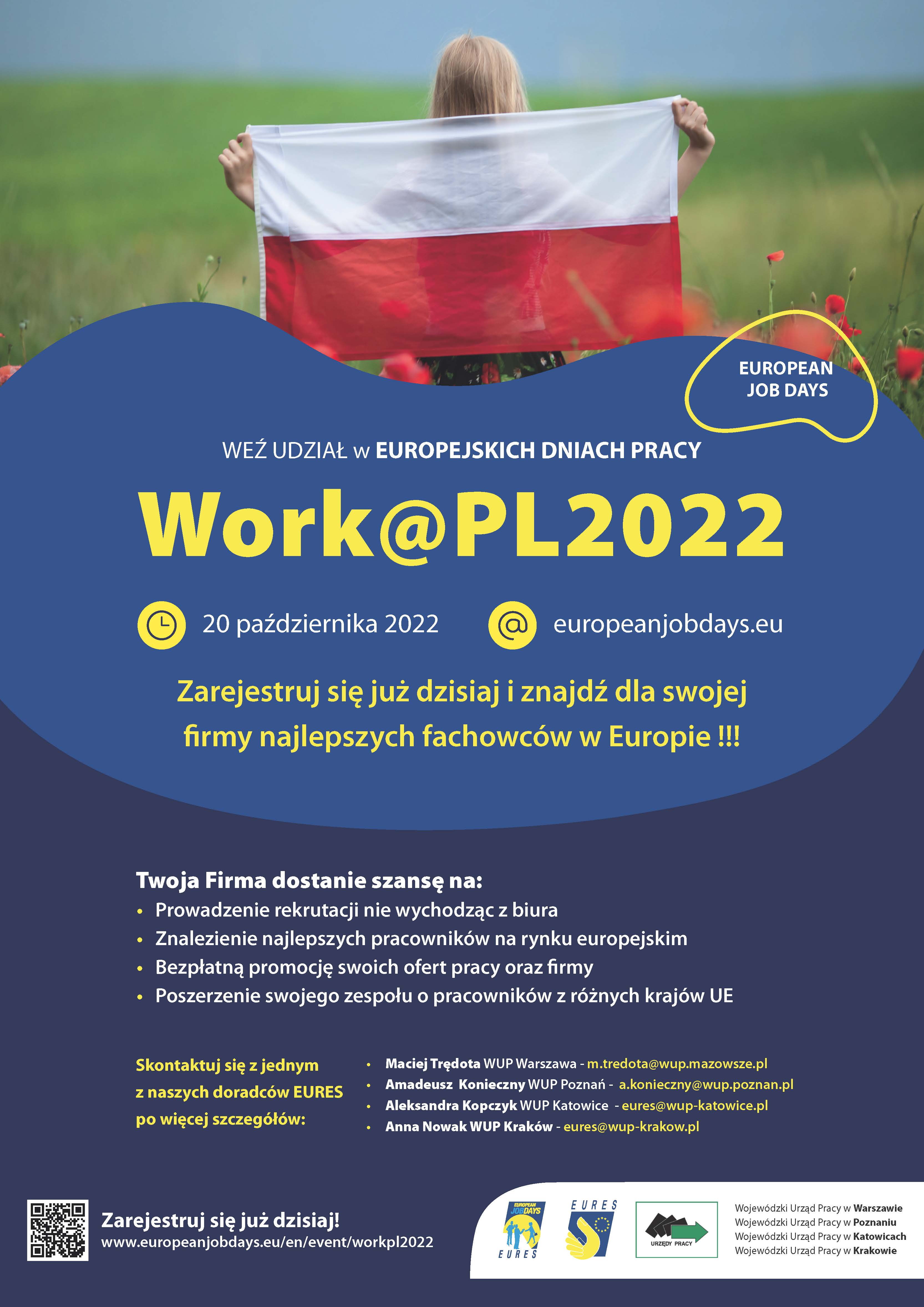 Plakat z informacją o targach Europejskie Dni Pracy