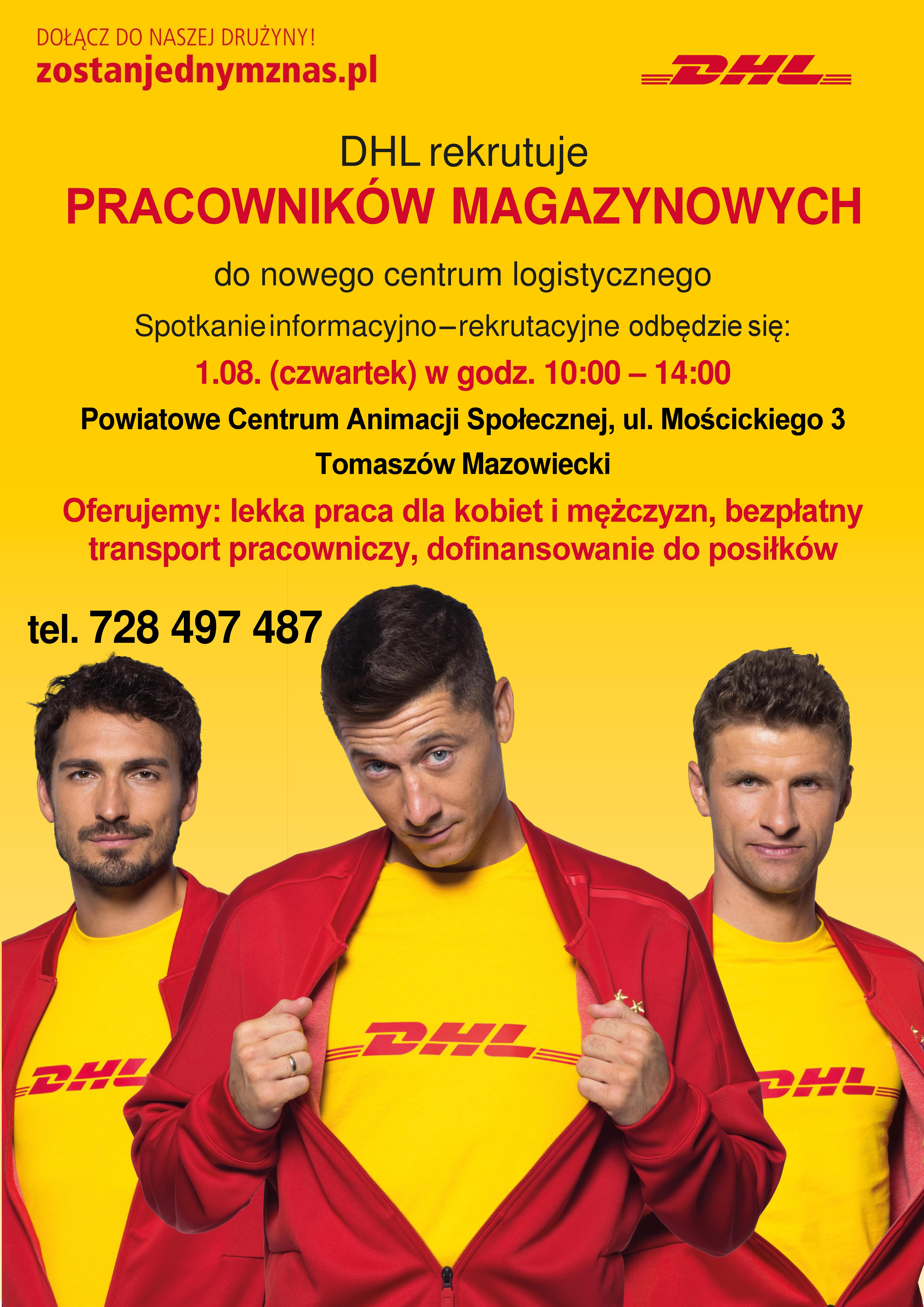 Plakat - DHL rekrutuje pracowników magazynowych do nowego centrum logistycznego