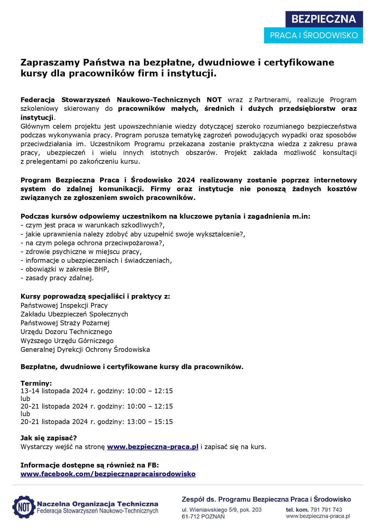Bezpieczna Praca i Środowisko 2024