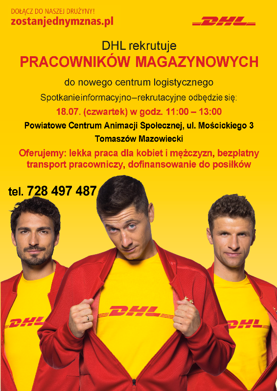 Plakat - DHL rekrutuje pracowników magazynowych do nowego centrum logistycznego