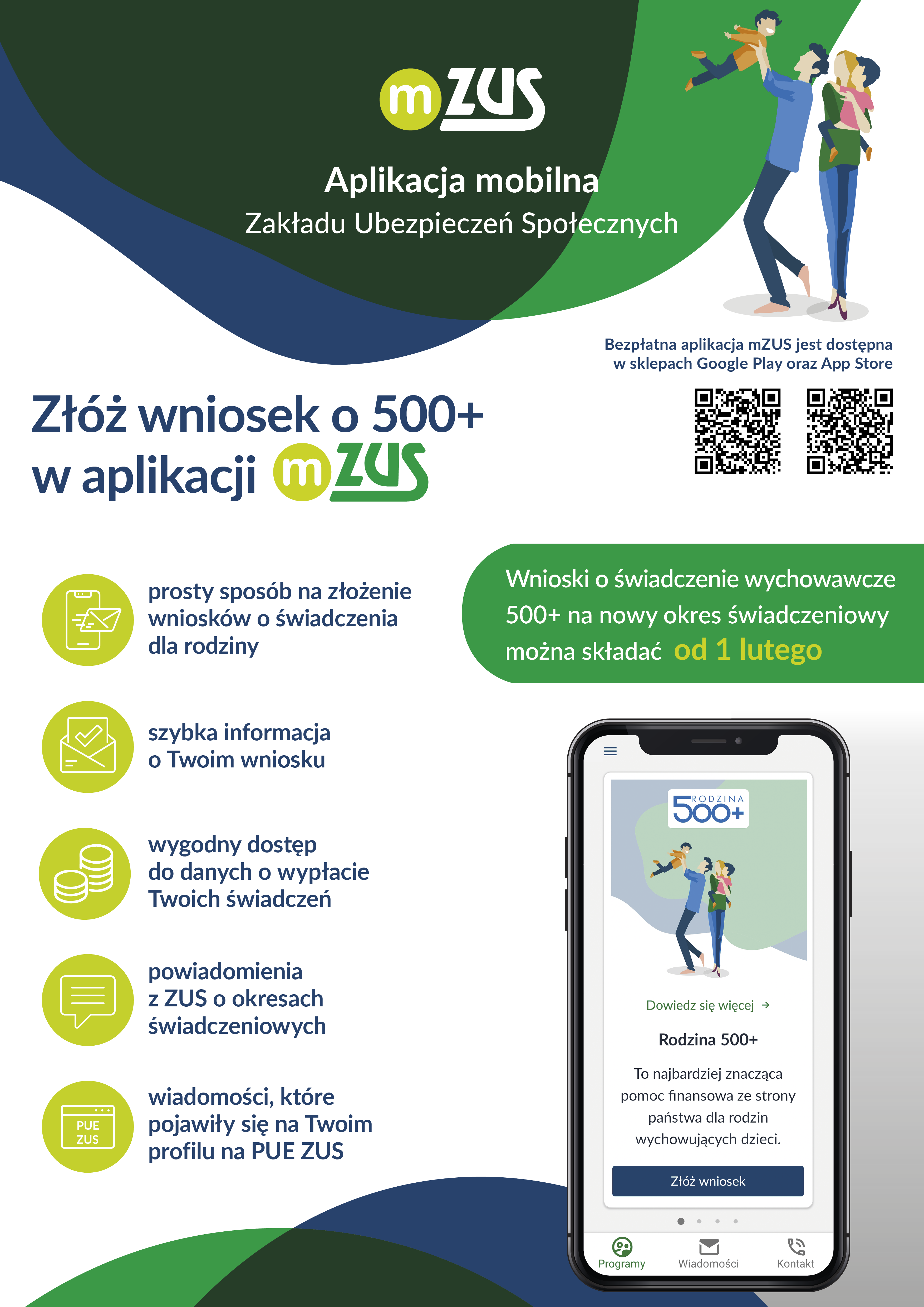 Plakat informacyjny dotyczący aplikacji mZUS